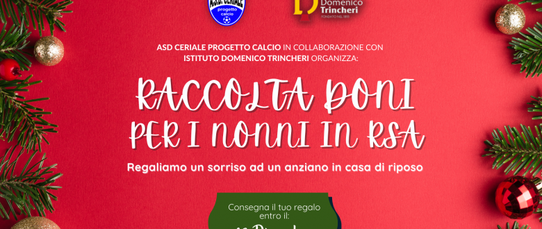 Il Ceriale Calcio raccoglie regali di Natale per i nonni del Trincheri