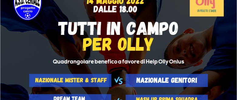 A Ceriale scende in campo la solidarietà: il 14 maggio quadrangolare a favore di Help Olly Onlus