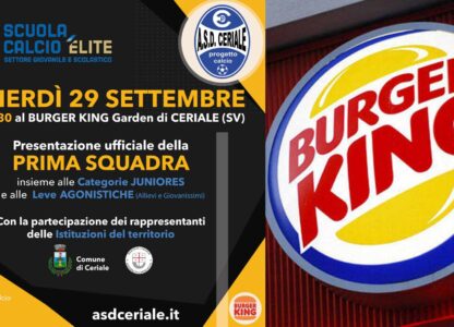 Venerdì la presentazione stagionale al Burger King di Ceriale