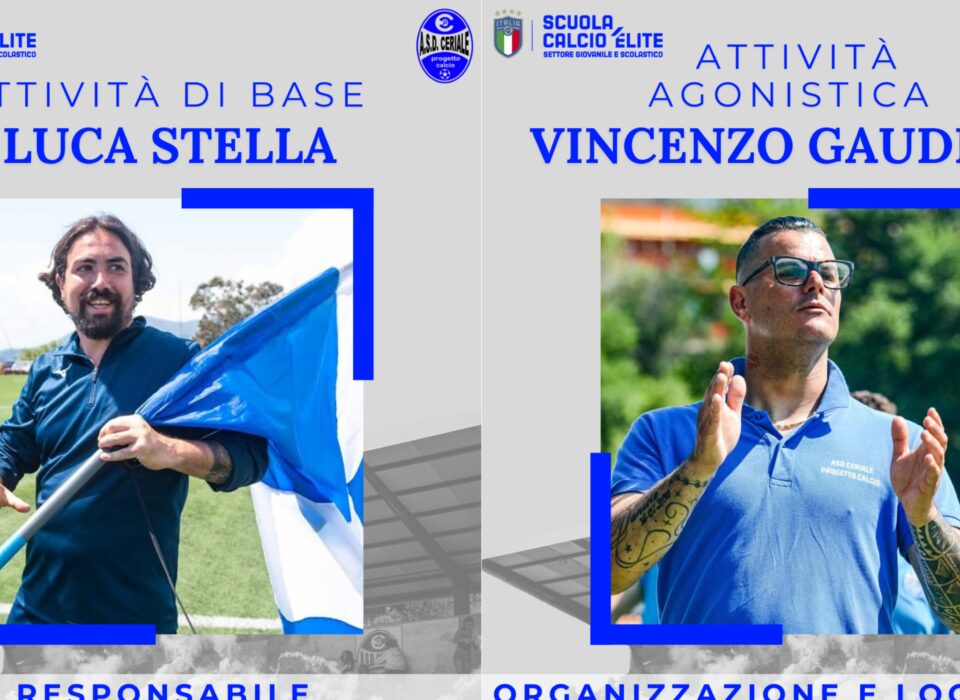 Stella Responsabile Attività di Base, Gaudino Responsabile Organizzativo e Logistico Attività Agonistica